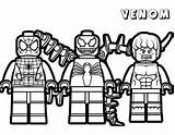 Venom Coloring Pages Lego Spider Marvel Heroes Printable Kids Color Print Friends sketch template