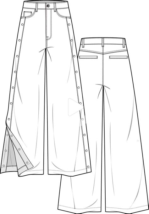 Pants Fashion Flat Technical Drawing Template Fashion Design Template