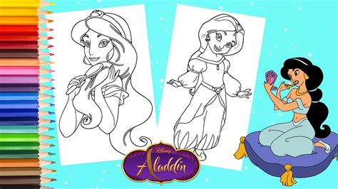 coloring disney princess jasmine baby aladdin coloring pages youtube