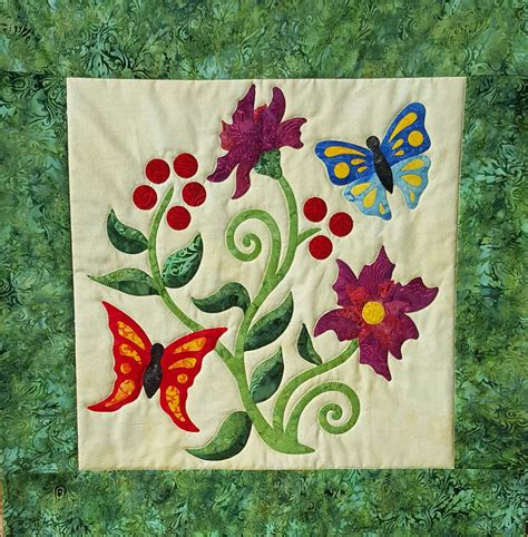 elegant flutter applique quilt wall hanging pattern  butterfly