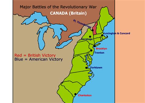 major battles   revolutionary war map teaching history