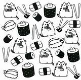 Pusheen Coloring Cat Pages Book Sheets Sushi Printable Pattern Kids Choose Board sketch template