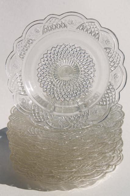 Vintage Mayfair Federal Glass Plates Clear Depression