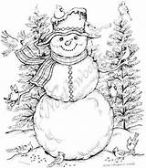 Coloring Cardinal Northwoods Snowman Christmas Pages Rubber Wood Mounted Stamps Choose Board sketch template