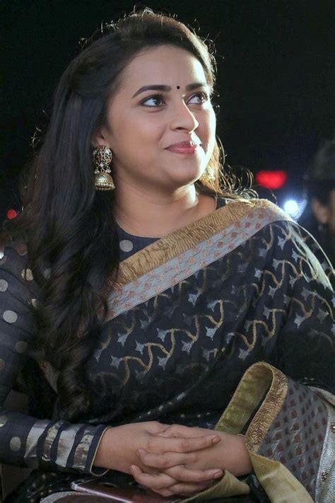 Sri Divya Tamil Actress Stills In Black Saree At Audio