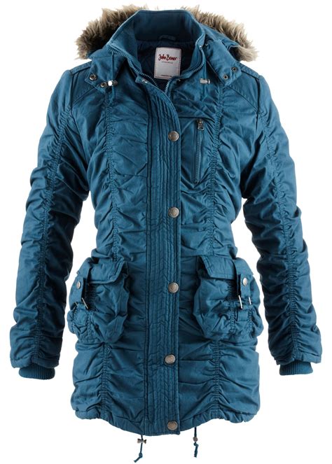 aansluitende winterjas met afneembare capuchon blauwpetrol