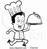 Platter Chef Running Man Clipart Cartoon Thoman Cory Outlined Coloring Vector 2021 sketch template