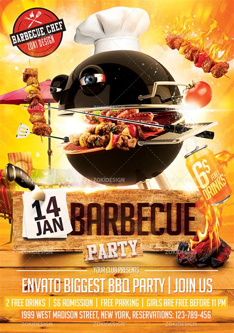 barbecue party flyer template  behance