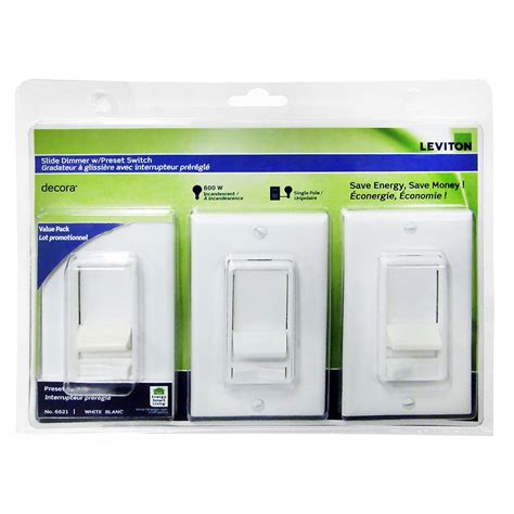leviton decora sureslide dimmer  preset switch single pole   pack white  home