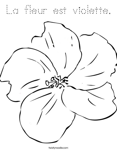 la fleur est violette coloring page tracing twisty noodle