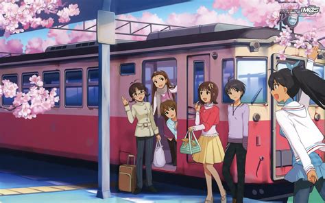 girl  red  yellow dress  train anime scene hd wallpaper wallpaper flare