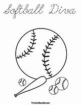 Coloring Balls Many Pages Softball Ball Baseball Color Bat Girls Sports Printable Twistynoodle Trace Print Girl Diva Dotted Line Cute sketch template