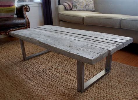 reclaimed wood cast concrete coffee table
