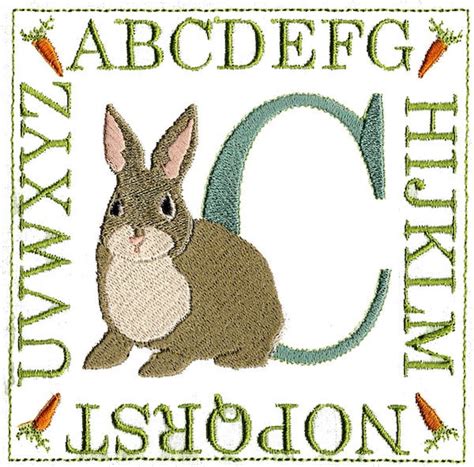 bunny alphabet letters machine embroidery designs