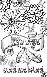 Coloring Quote Pages Adults Teens Courage Kids sketch template