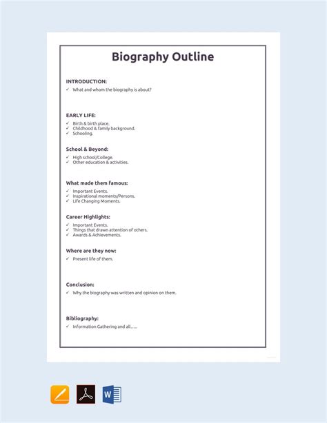 professional biography outline template google docs word apple