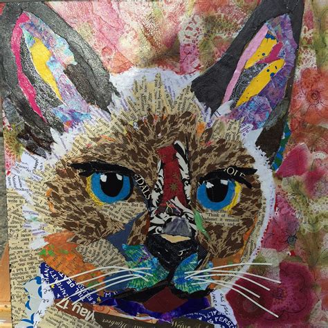 karla schuster art torn paper collage cat collage collage art