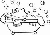 Coloring Kitty Hello Pages Bath Colouring Bathtub Kids Printable Bubble Girls Shower Color Sheets Cute Drawings Designlooter Choose Board Online sketch template
