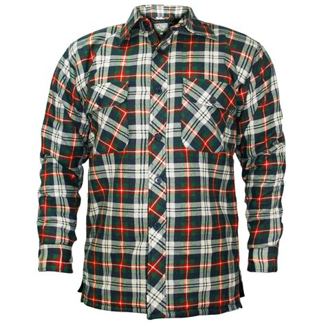 mens padded lumber jack shirt check quilted thick fleece lined workwarm winter ebay