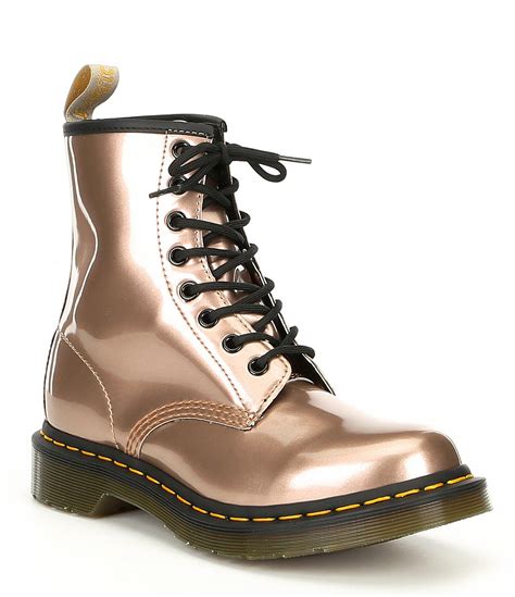 dr martens dr martens vegan  chrome womens rose gold boots  metallic lyst