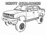Coloring Pages Chevy Drive Wheel Four Cars Avalance Color Mcd Tocolor sketch template