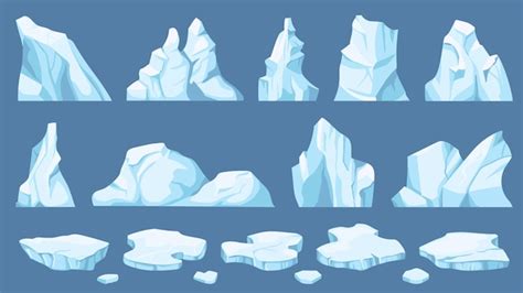 premium vector cartoon arctic ice icebergs blue floes  ice crystals