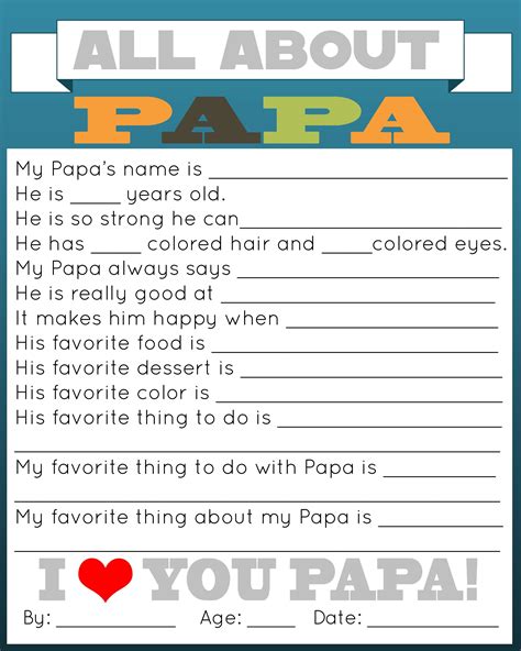 daddy printable father gift  craft