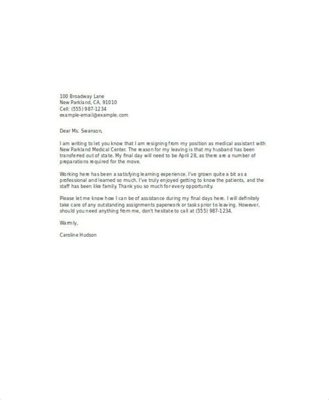 medical resignation letters template   word  format