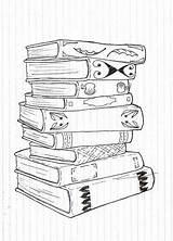 Books Stack Book Drawing Coloring Pages Things Tattoo Reading Related Colouring Journal Choose Board Lovers Flickr sketch template