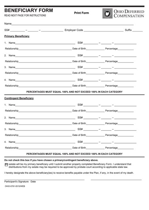 Free Beneficiary Form Template Free Printable Templates