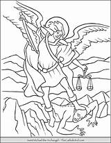 Coloring Michael Archangel Saint Angels Pages Catholic Children Template Thecatholickid sketch template