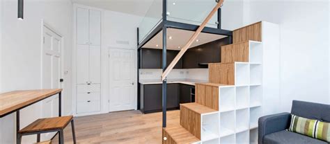 mezzanine floor build stairs  storage studio flat clapham london