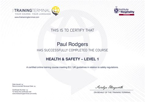 health  safety level    training terminal