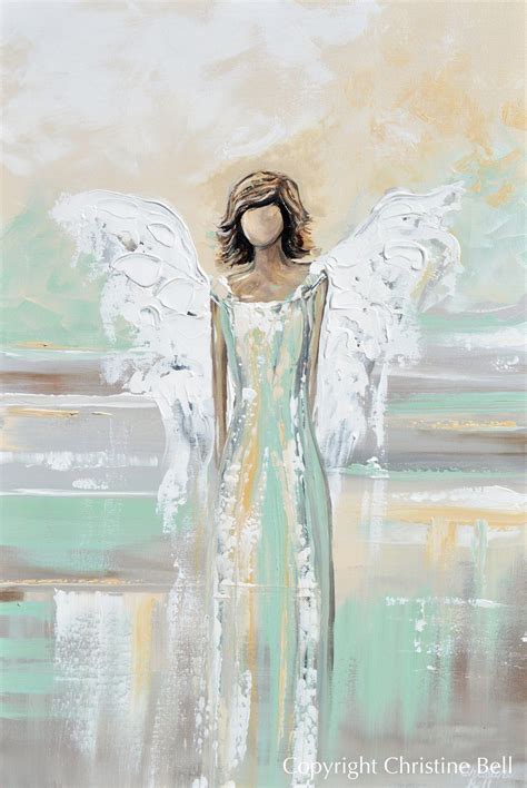 original angel painting guardian angels home decor spiritual wall art contemporary art