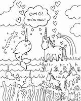 Coloring Unicorn Narwhal Pages Rainbow Book Pusheen Adults Kawaii Birthday Unicorns Kids Print Narwhals Colouring Printable Happy Sheet Mermaid Awesome sketch template