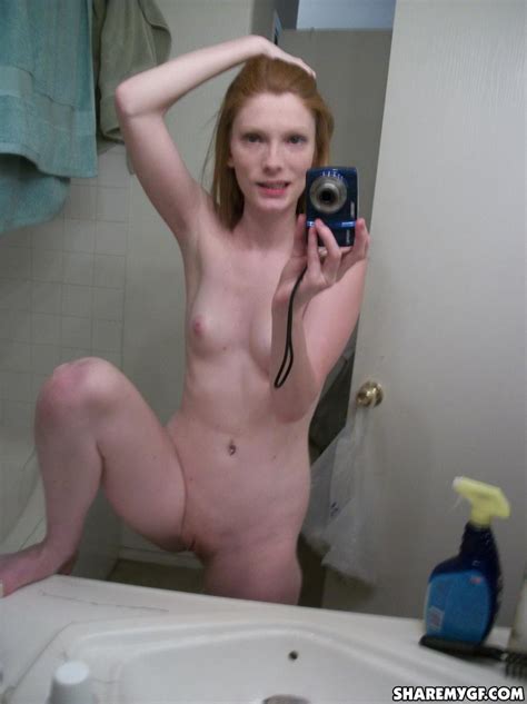 hot ginger gf shows off as she takes naked selfies in the bathroom coed cherry