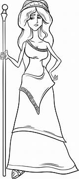 Hera Coloring Pages Greek Popular sketch template