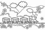 Mewarnai Kereta Sketsa Kartun Diwarnai Warna Unggun Disimpan Train Tren Gaya Koleksi sketch template