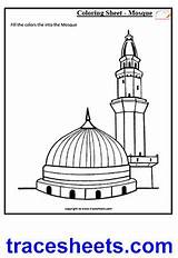 Kids Masjid Nabvi Worksheets Coloring Worksheet Culture Islamic Clipart Mosque Drawing Islam Sheets Clip Pages Mosques Library Trace Visit Line sketch template
