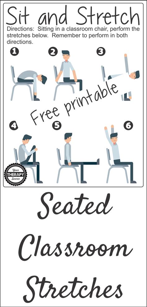 seated classroom stretches  printable  therapy source www