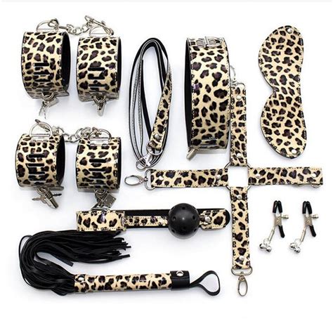 adult game 8 pcs set sexy leopard kit fetish sm sex bondage restraint