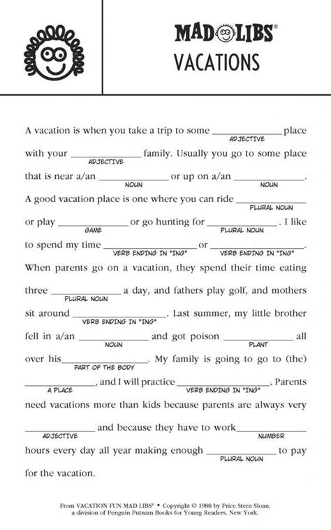 mad libs printables  printable images gallery category page