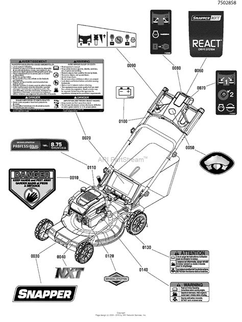snapper nxte   gt  propelled electric start mower parts diagram