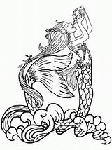 Colorear Sirenas Mermaid sketch template