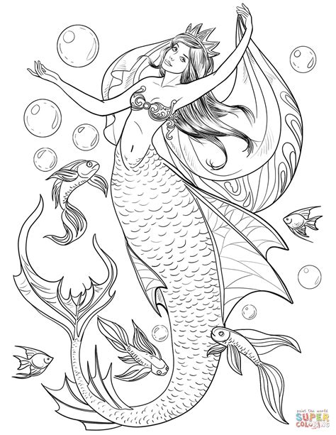 ideas  realistic mermaid coloring pages  adults home