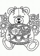 Coloring Birthday Happy Pages Printable Bear Teddy Cards Kids Colouring Color Drawing Card Print Printables Bears Cheeky Shopkins Chocolate Sheets sketch template