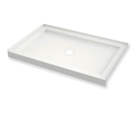 bround  acrylic alcove shower base  white  center drain