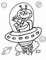 Alien Coloring Pages Spaceship Ufo Kids Space Template Cute Cartoon Aliens Color Drawing Clipart Printable Print Colour Funny Scary Fun sketch template