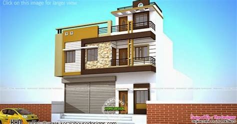 2 house plans with shops on ground floor - Kerala home