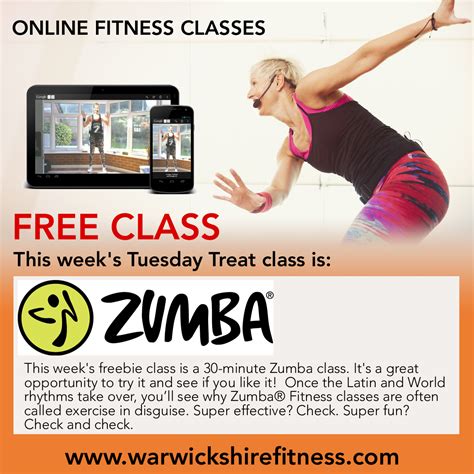 free zumba class tuesday 12th may warwickshire fitness